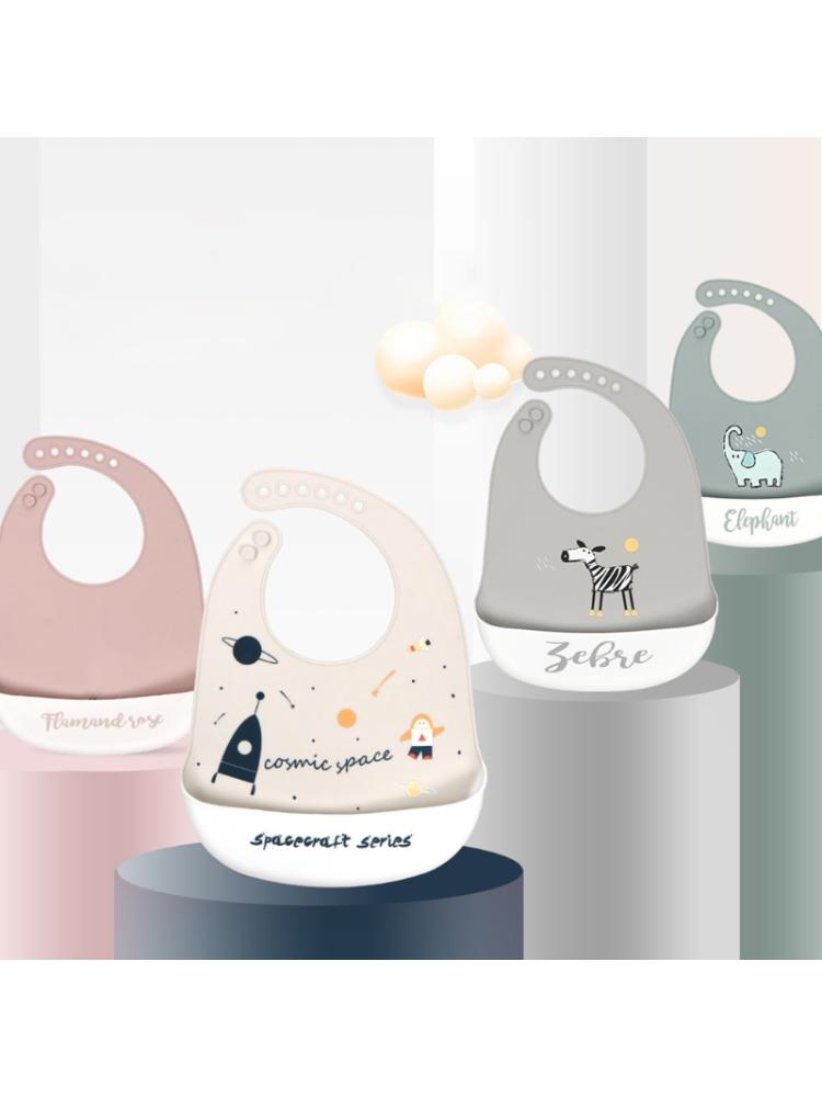 Baby Cartoon Waterproof Bibs Food Grade Silicone Newborn Feeding Saliva Towel