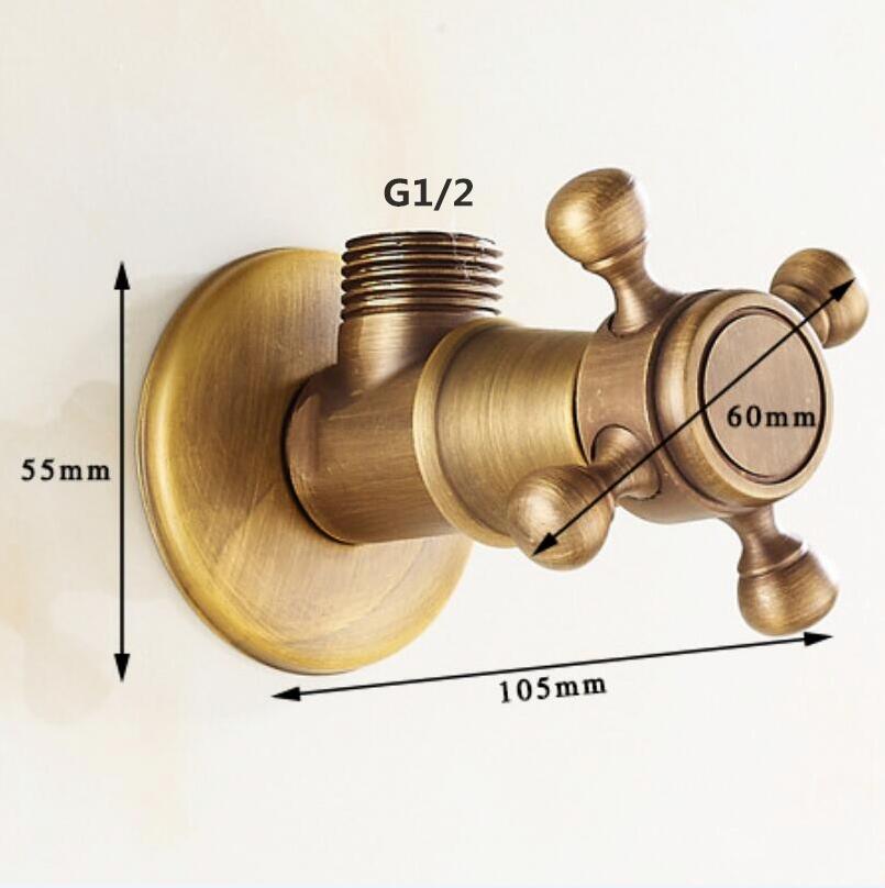 Antique Brass Triangle Valve Water Control Valve Bathroom Tap Water Valve 1/2*1/2 Brass One In Two Out Angle Valve