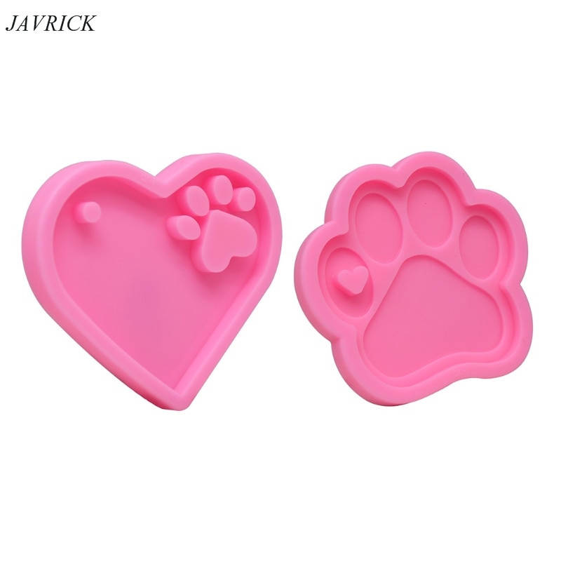 2 Pcs/Set Epoxy Resin Mold Love Bear Paw Keychain Jewelry Casting Silicone Mould