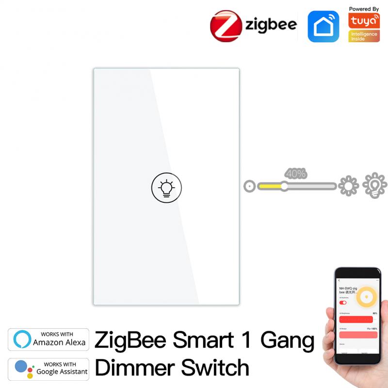 Tuya Smart Zigbee 2-gang/3-gang Dimmer Switch Long Press Stepless Dimming Works With Alexa Google Smartthings Smart Life App: 1 gang US AU
