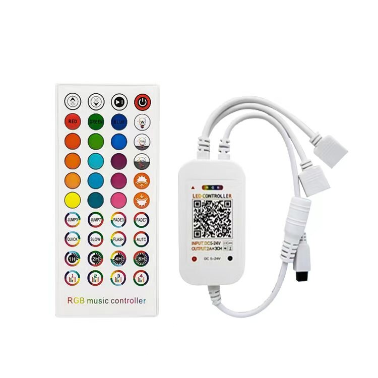 Bluetooth Led Strip Controller Met Ir 40 Sleutels Voor 3528 5050 Rgb Alexa Remore Voice App Led Light Strip Controller DC5V-24V: with IR 40key 2plug