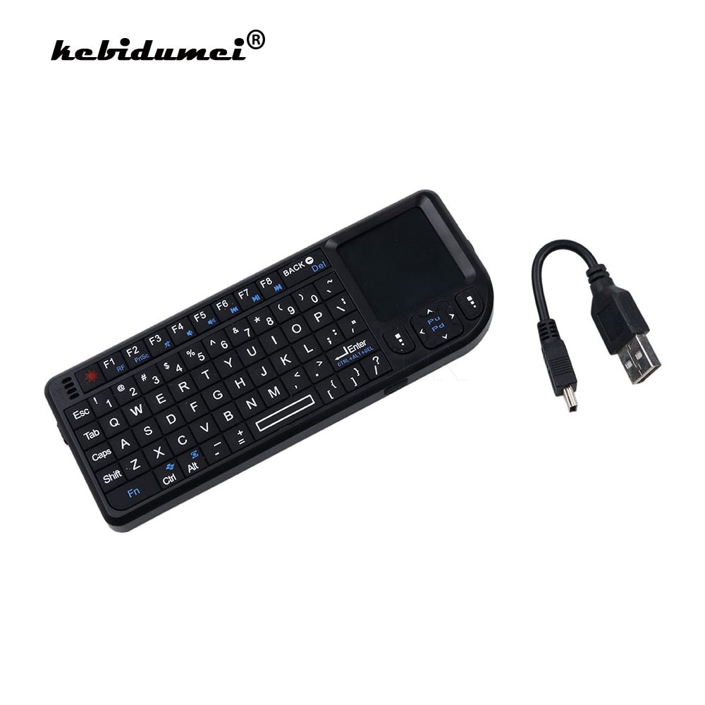 Kebidumei 2.4g rf mini draadloos toetsenbord 3 in: 1 mini handheld qwerty + touchpad muis voor pc notebook smart tv