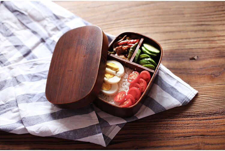 Tradisjonell stil japansk bento-bokser tre lunsjboks håndlaget naturlig maling treskål sushiboks servise matbeholder: Kun sjokoladeboks