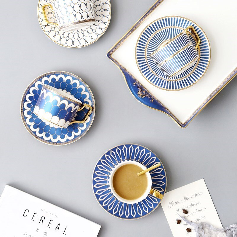 London Boutique Theekop en Schotel Set 2 Afternoon Thee Set Nieuwe Bone China Vintage Flora Geschenkdoos 200 m (Turkoois