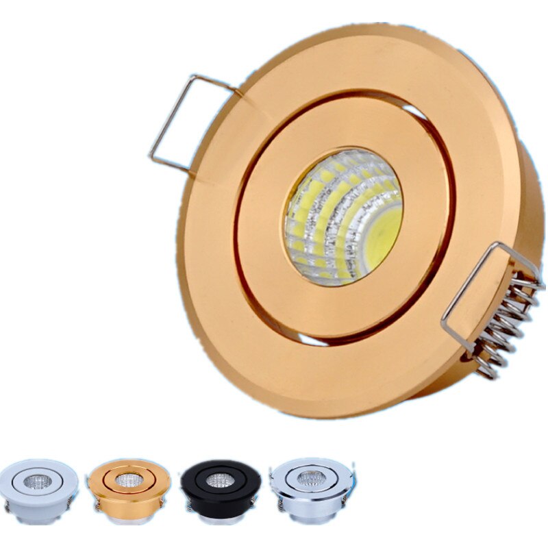 Mini foco Led COB de 5W, luz descendente LED regulable de 230v, pantalla de joyería en miniatura de níquel satinado, lámpara de gabinete con agujero cortado de 40mm