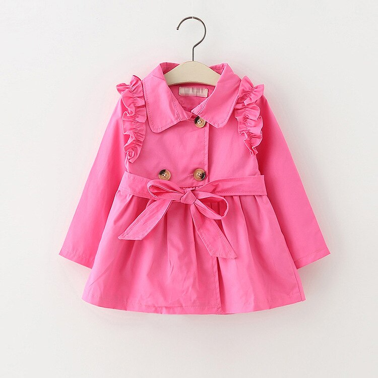 Elegante Meisjes Klassieke Trenchcoat Kids Meisjes Streetwear Windjack Kaki Roze Uitloper Kinderen Lange Mouwen Kleding Riem