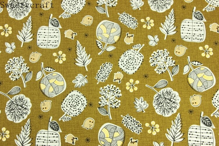 Tejido de algodón grueso de 110x45cm con estampado de hojas tela de algodon DIY hecha a mano Material de mosaico accesorios textiles para el hogar