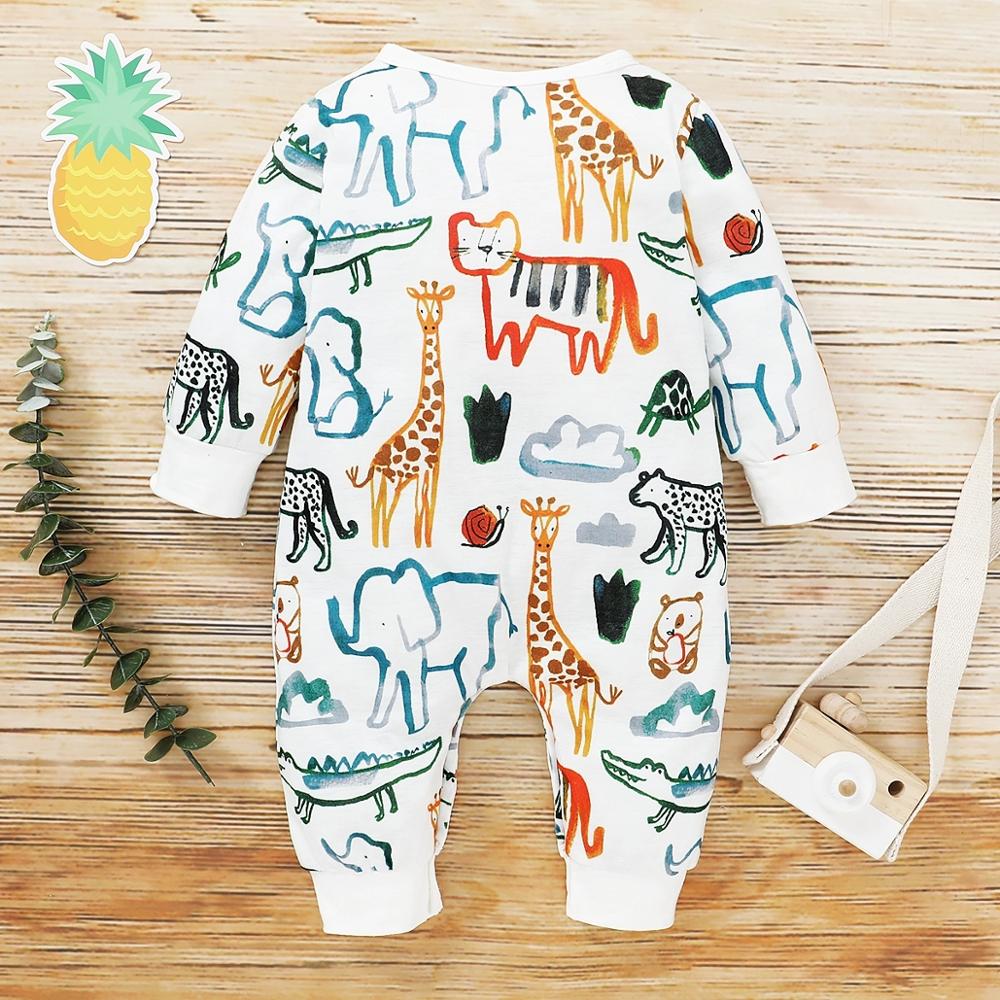 PatPat Baby Animal Allover Jumpsuits for Long-Sleeve Baby Toddler Boy One Pieces Jumpsuits Baby Clothes