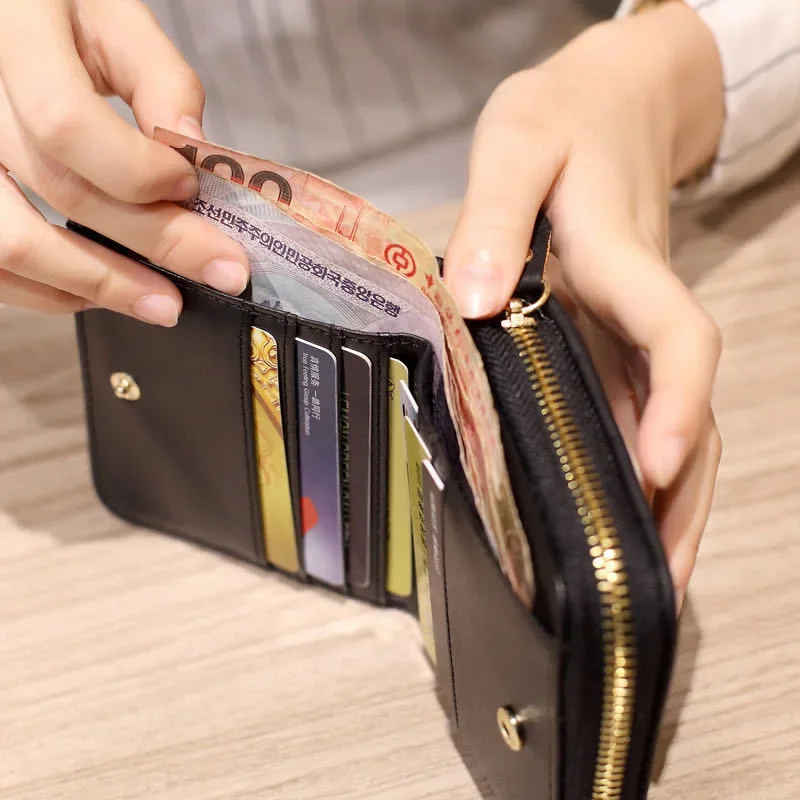 Women Short Wallets PU Leather Female Plaid Purses Nubuck Card Holder Wallet Student Small Zipper Woman Wallet Coin Purse