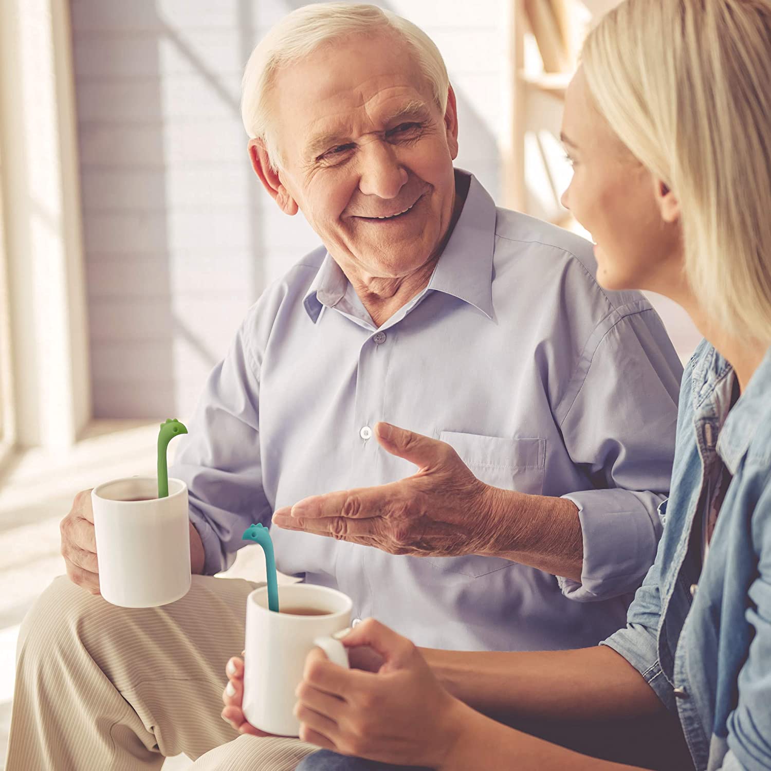 Zaparzacz robić herbaty silikonowy uchwyt filtr siatkowy luźna herbata stromy dinozaur luźny liść zaparzacze robić herbaty z długim uchwytem siliconesitko