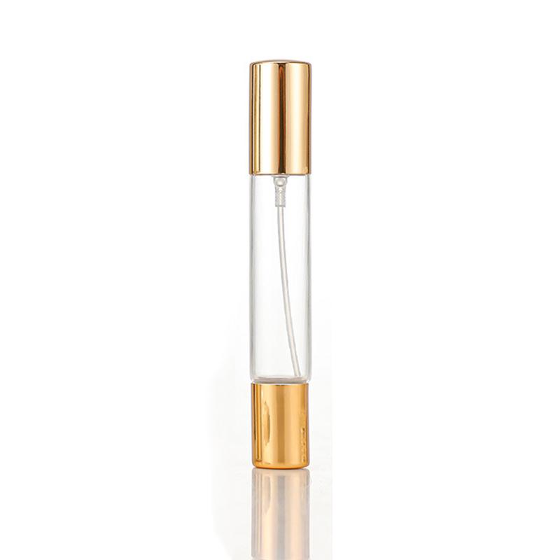 Botella de vidrio de Perfume de doble cabeza de 10ml, pulverizador rodante y de niebla, boquilla de aluminio, botellas de vidrio, atomizador de fragancia vacío recargable: Amarillo claro