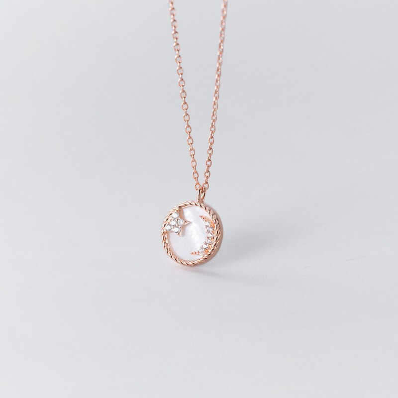 Coolkala Zilveren Ketting Vrouwelijke Mori Prachtige Ster Maan Ronde Shell Meisje Hart Choker