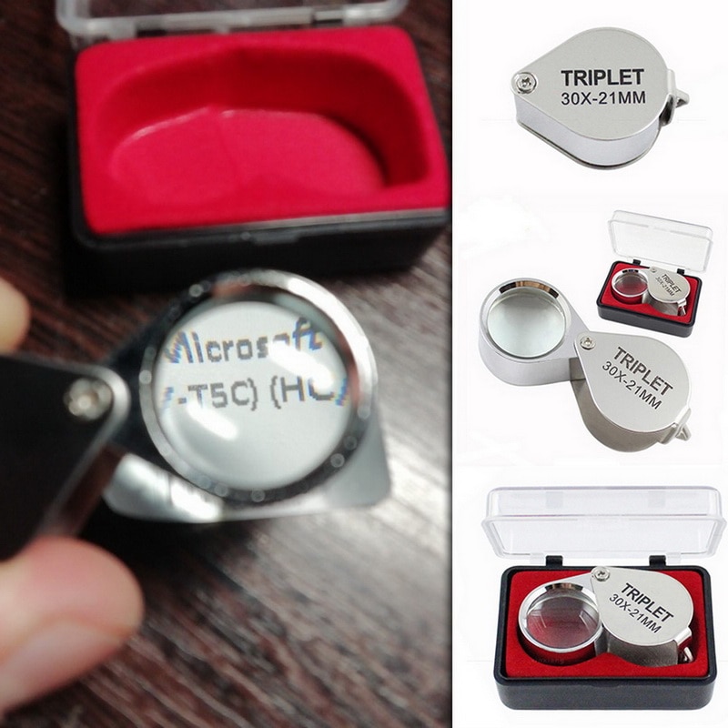 Mini Kleine Draagbare Handheld Sieraden Loep 30X 21Mm Hoge Vergroting Glas Metalen Vouwen Zakformaat Identificatie Vergrootglas