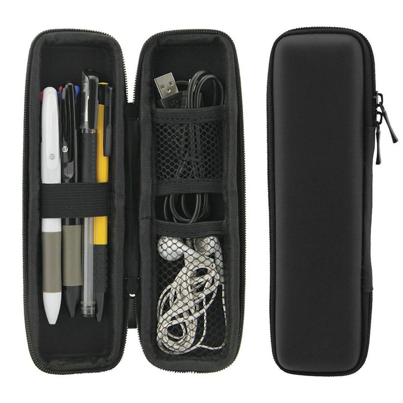 Black Pencil Case Portable EVA Hard Shell Pen Holder Office Kawaii Stationery Papeleria Case Pouch Earphone Pencil Storage Bag