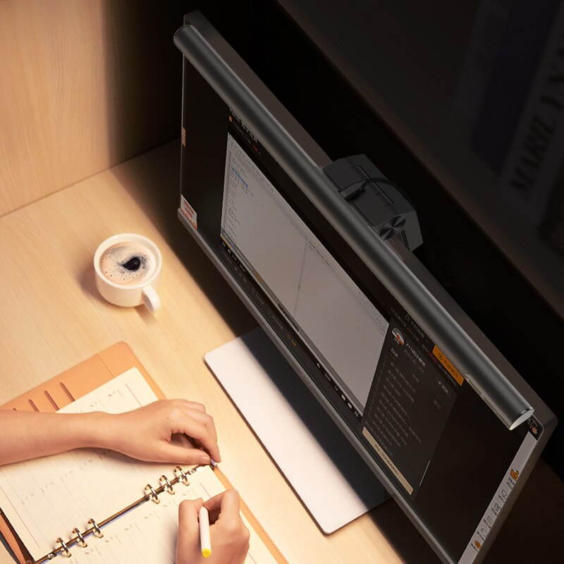 Baseus dæmpbar skærm ledet skrivebordslampe kontorcomputer øjenpleje lys bordlampe til lcd skærm lampe undersøgelse læselampe