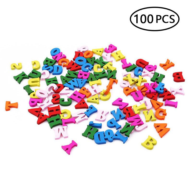 100 Stks/partij Kids Diy Houten Alfabet Ambachten Kids Speelgoed Educatief Scrabble Letters Kleurrijke Craft Jigsaw Puzzels Speelgoed