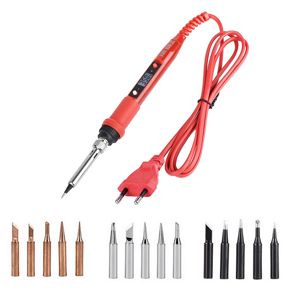 110V 220V 80W LCD Soldering iron kit adjustable temperature solder welding tools Ceramic heater soldering tips 15kind copper tip