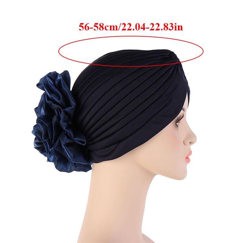 Solid Color Turban Hat Female Stylish Indian Exaggerated Big Flower Turban Hat Western Style Comfortable Pullover Hat