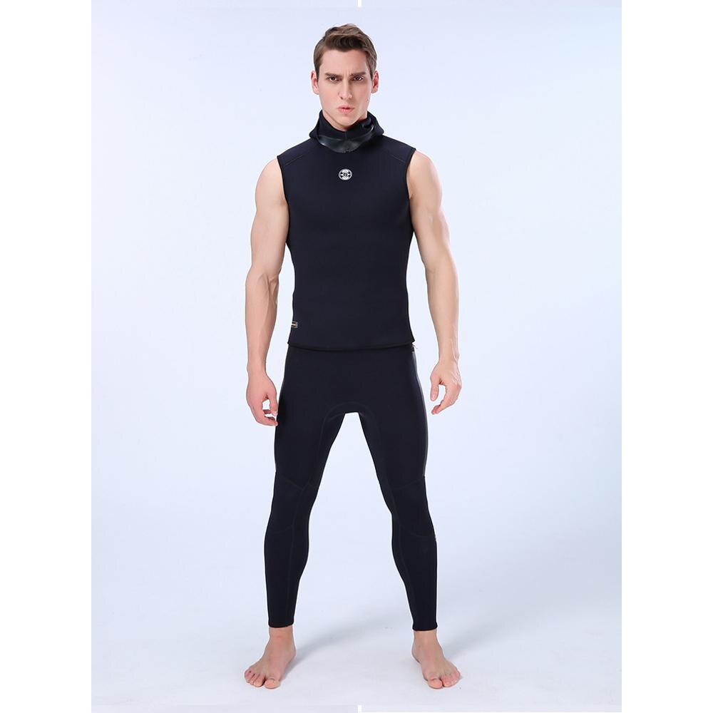 Traje de neopreno con capucha 3mm traje de neopreno térmico sin mangas superior e inferior buceo surf Hoodie chaleco para hombres de dos piezas