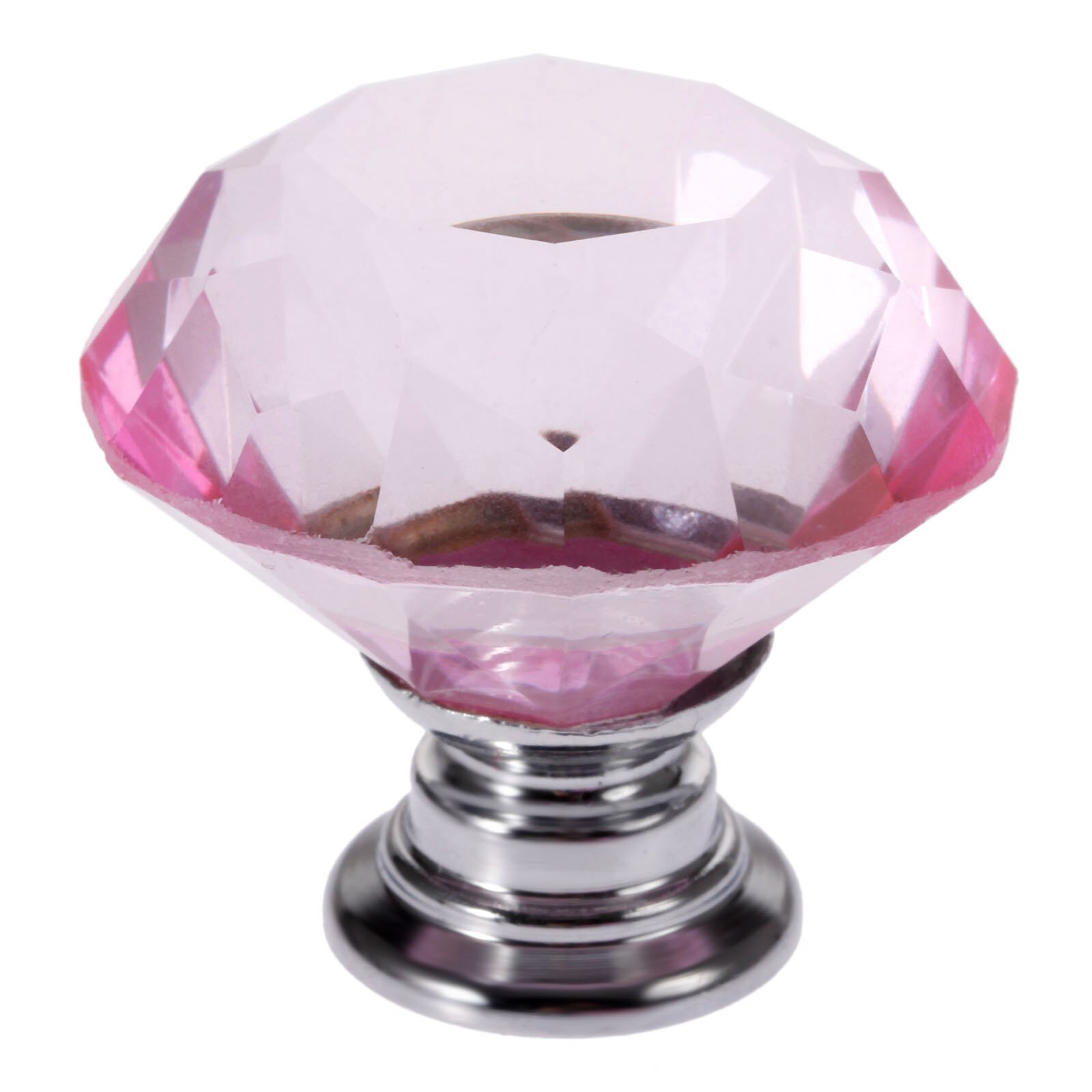 1x rosa diamantformade knoppar i kristallglas garderob skåp dra handtag för dörrhandtag i köksskåp