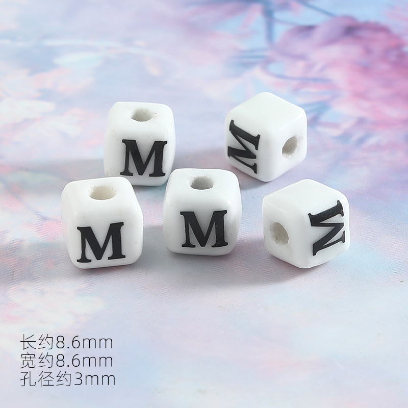 8mm Keramik Buchstabenperlen Diy Schmuck Armbänder Handgefertigtes Accessoire 5/10 Stück