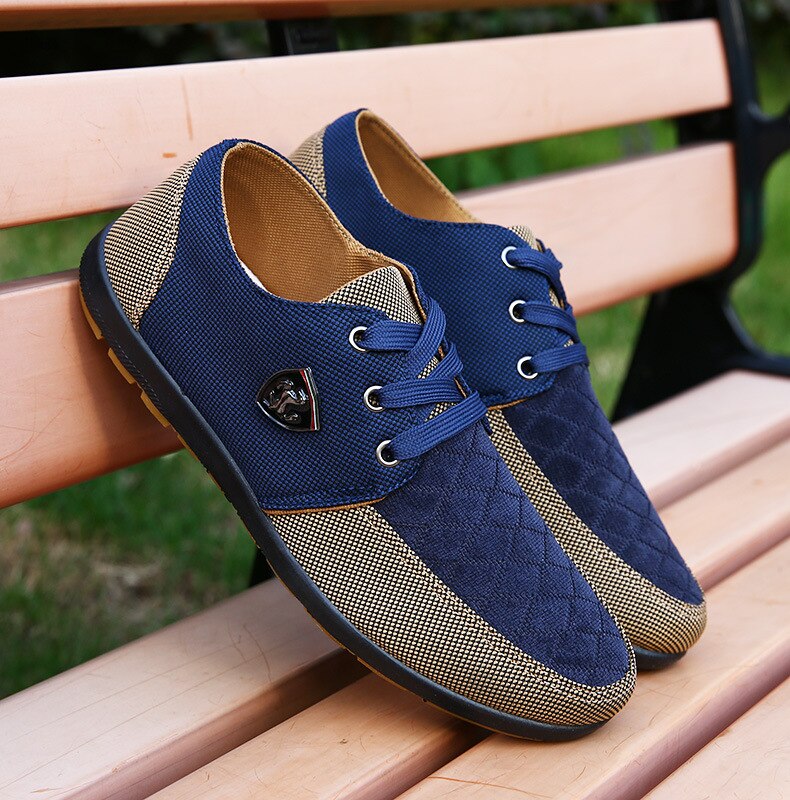 Forårs stof sko sneakers low-top sneakers stof sko snøre fritidssko herre sportssko golfsko