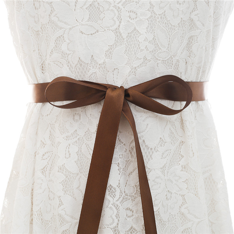 Cinturón de boda de perlas hecho a mano de diamantes de imitación vestido con cinturón Ceñidor accesorios de novia baratos: Brown