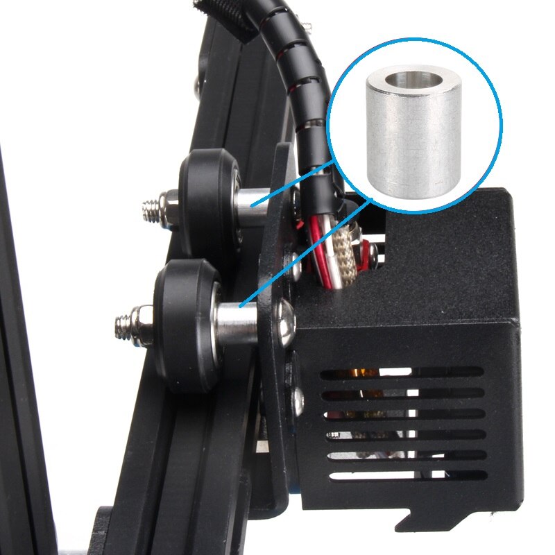 Exzenter-distanzstück-set, dicke 6mm, bohrung 5mm, kohlenstoffstahl, vernickelte exzenterschraubenmuttern & aluminium-distanzstücke, 3d druckerteile