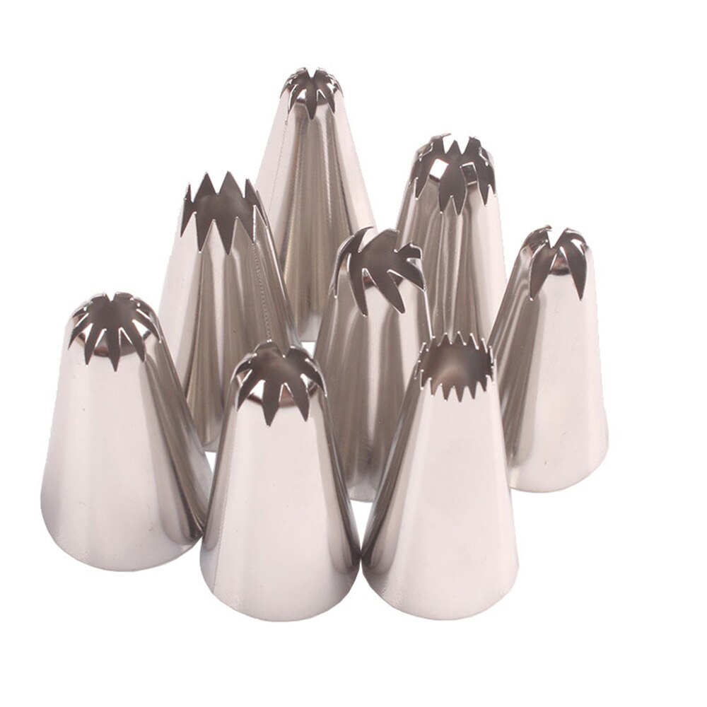 8Pcs Big Size Russische Pastry Icing Piping Nozzles Rvs Decorating Tip Cake Cupcake Decorateur Rose Accessoires Keuken: Default Title