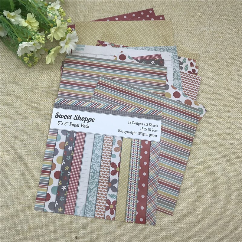 6"X6" Sweet Shoppe patterned paper Scrapbooking paper pack handmade craft paper craft Background pad