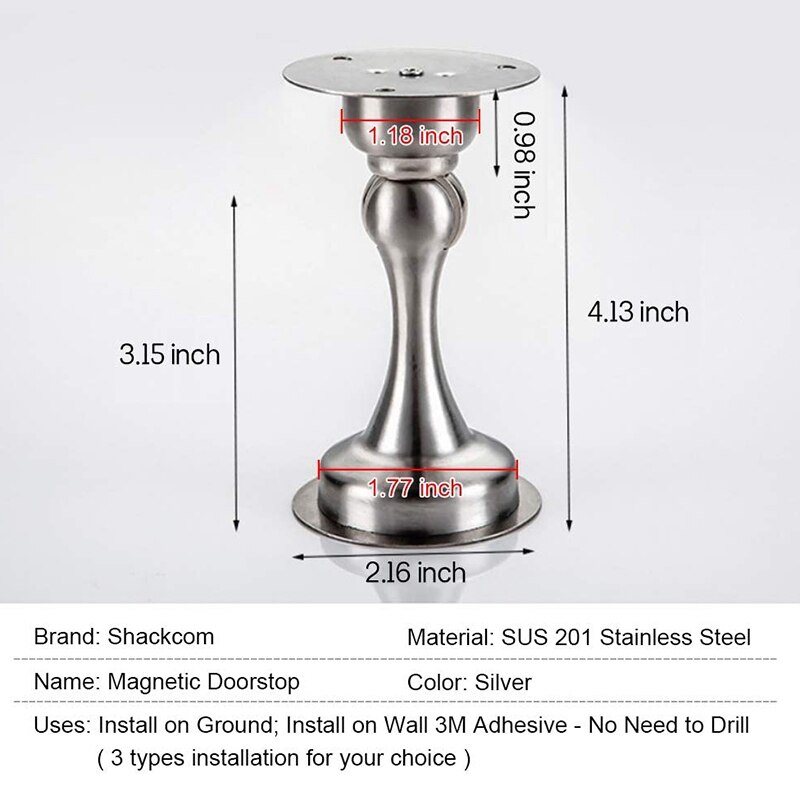 2Pcs Stainless Steel Magnetic Door Stop Stickers Door Stop Wall-Mounted Nail-Free Door Stop Door Hardware