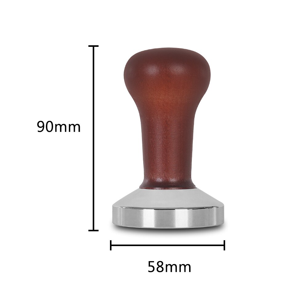 58mm Wooden Coffee Tamper Coffee Powder Hammer With 304 Stainless Steel Base Coffee Accessories