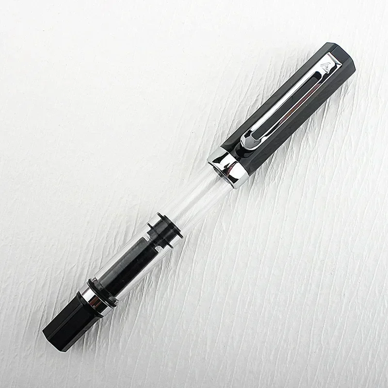 Penna stilografica a pistone 3059 di alta qualità Penna a inchiostro trasparente in resina EF/F Pennino 0,38/0,5 mm Penna stilografica attività commerciale Gif: marina militare Blu / XF