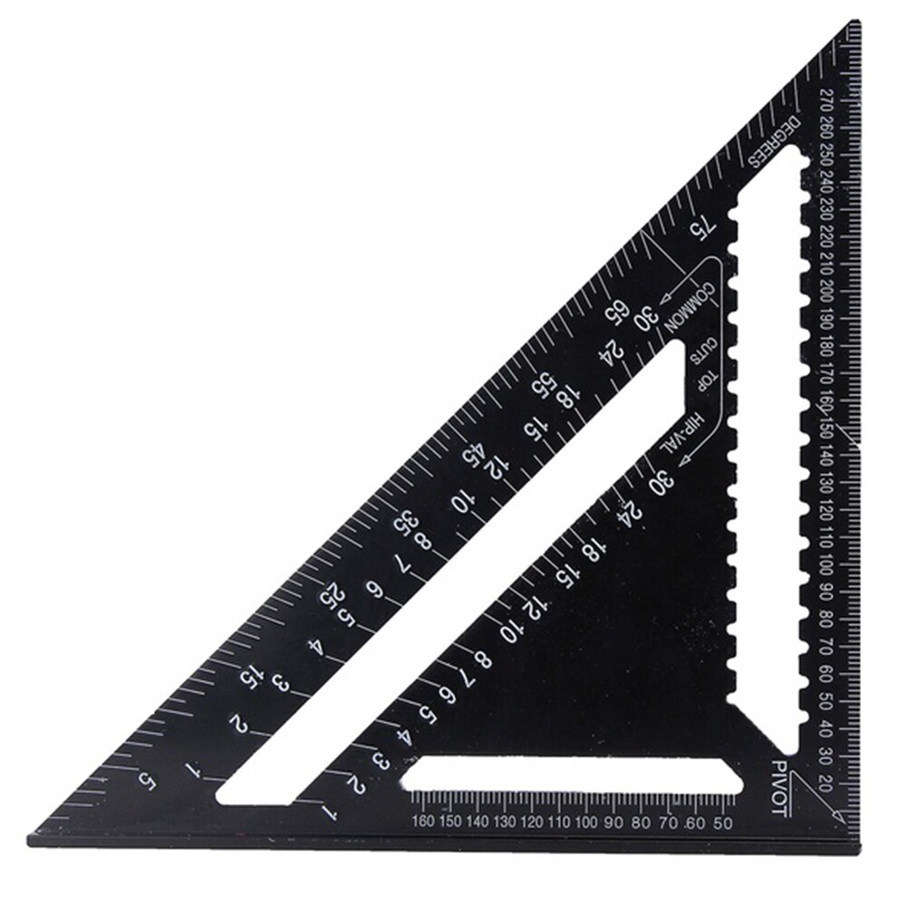 12 inch Metric Aluminum Alloy Triangular Ruler SpeedSquare Protractor Double Scale Miter Framing Measurement Ruler