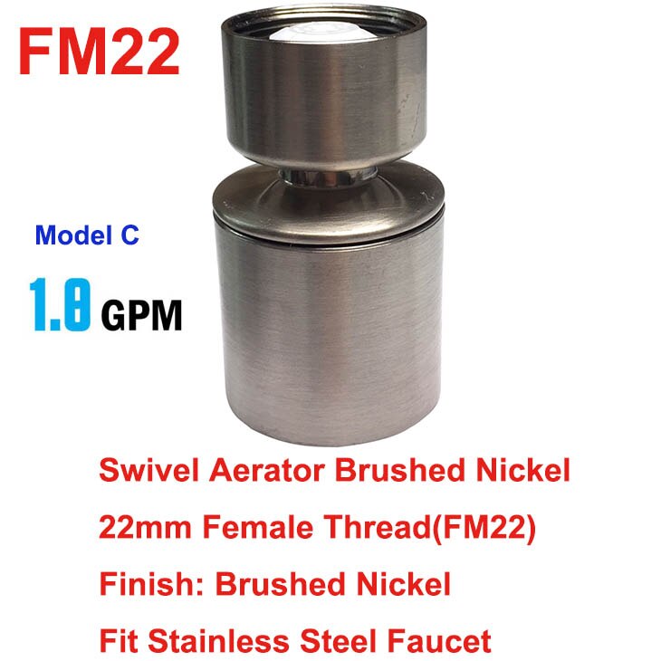 Dual-functie 2-Flow Waterbesparende Kraan Beluchter, Tap Beluchter Swivel, Aanrecht Beluchter Kraan Sproeier Hoofd Vervanging Deel: C-FM22-SwivelBrushed