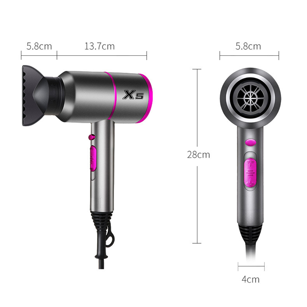 Hair Dryer with Diffuser Blower Compact Ionic Dry Quickly Ceramic Body Extended Lifespan AC Motor 2 Speed 3 Heat Nozzle