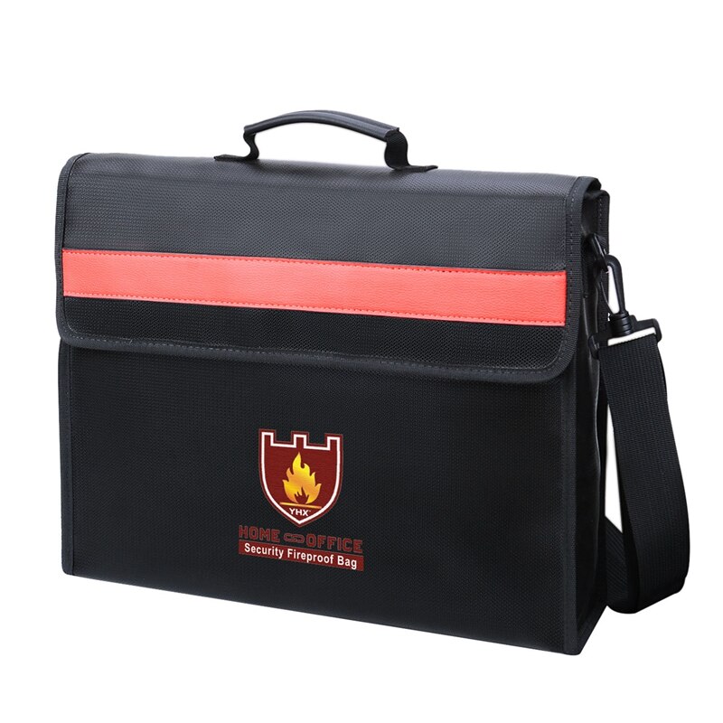 Fireproof Document Bag Non-Itchy Fiberglass Cloth Waterproof Holder With Shoulder Strap Handle Bag: Default Title