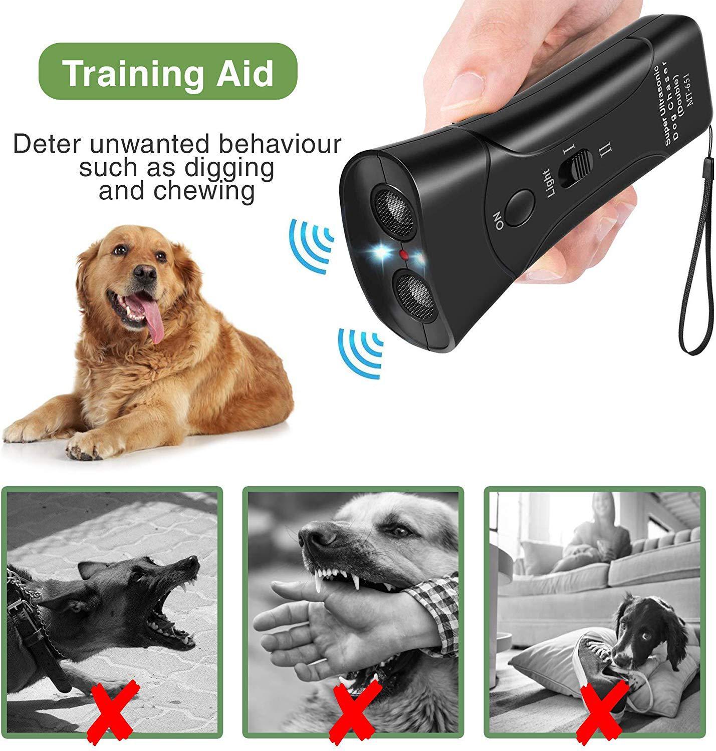 Ultrasonic Dog Chaser Stop Aggressive Animal Attacks Repeller With Flashlight,Handheld Stop Barking Device and Behavior Trainer