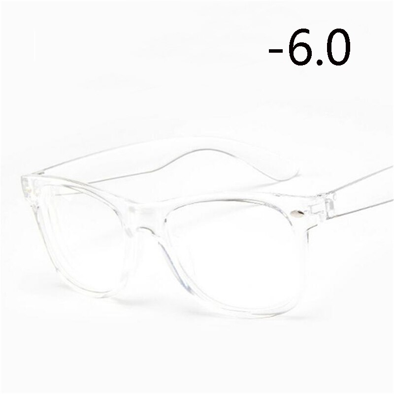 -1 -1.5 -2 -2.5 TO -6.0 Square Finished Nearsighted Glasses Women Men Transparent White Frames Short-sighted Eyeglasses Diopter: Myopia 600(-6.0)