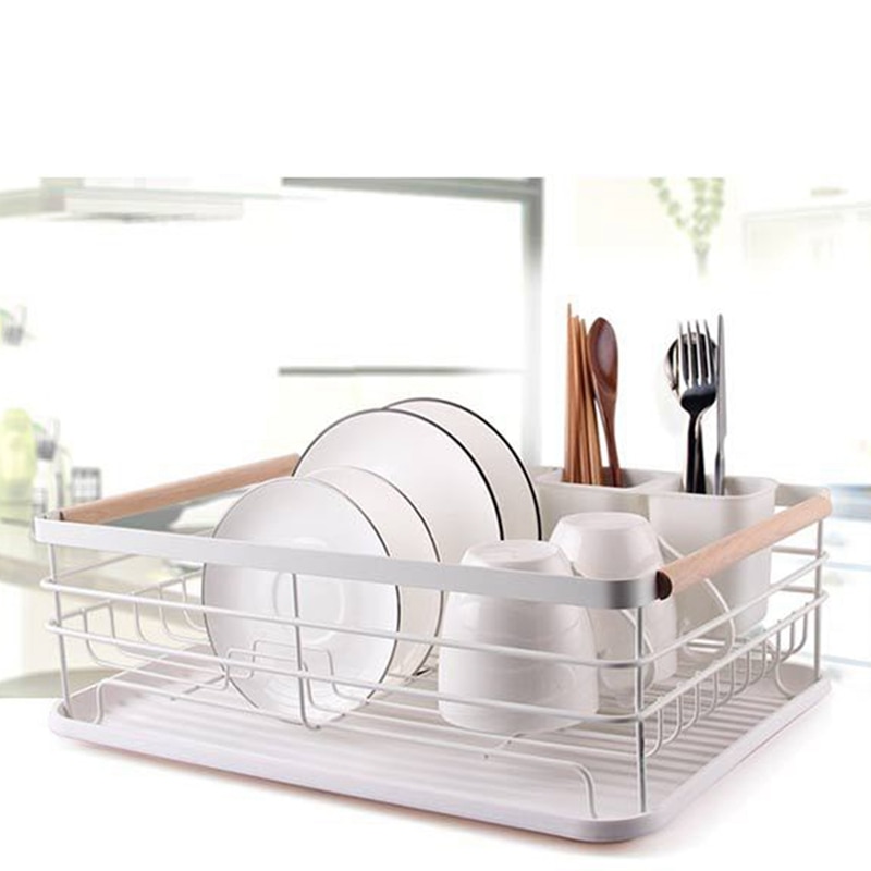 Iron Kitchen Dish Drying Rack Tableware Drainer Storage Basket Shelf Forks Bowl Plate Dishes Holder Drainer Sink Organizer