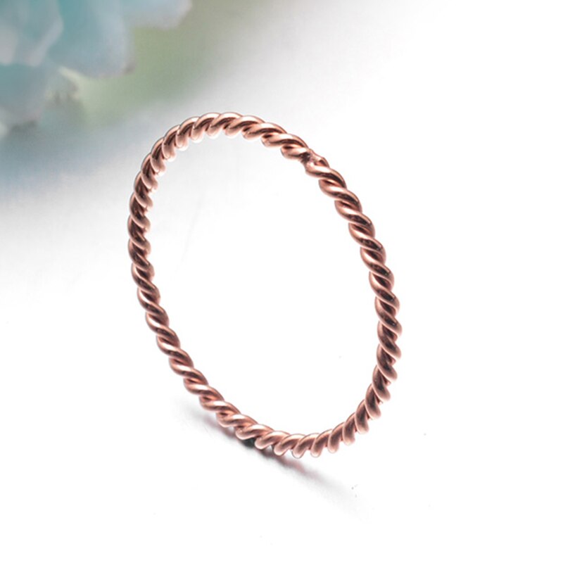 Vrouwelijke Mode Kleine Ring Zilver Rose Goud Kleur Twisted Rvs Ring voor Vrouwen Wedding Party Ring