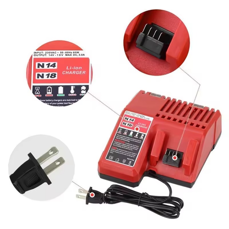 N12 N14 N18 Li-ion Battery Charger for Milwaukee 12 V 14.4V 18V C1418C 48-11-1815/1828/1840 Series Power Tool Charger EU/US Plug