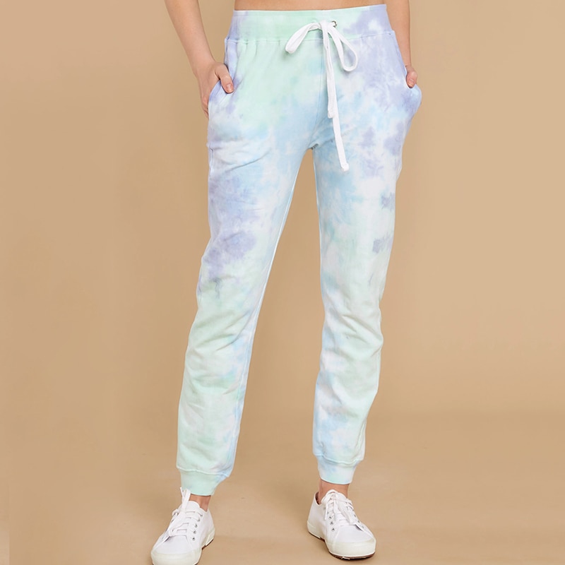 Kvinder tie-dye printet joggingbukser hodmewear casual workout dans show hip hop tie dye bukser sommer trend