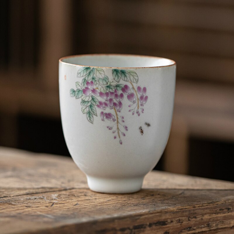 CHANSHOVA 100ml tradicional retro chino pintada a mano de estilo Crackle Taza de cerámica china de té porcelana pequeño café taza H301: 4