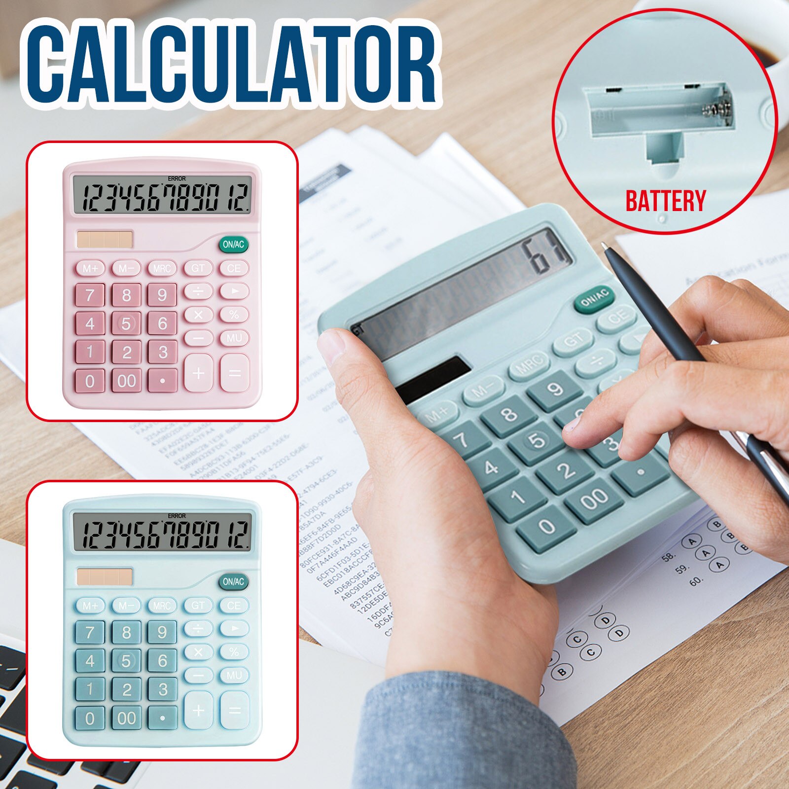 Rekenmachine 12 Digit Desktop Basic Calculato Dual-Power Met Grote Lcd Display Calculadora Calcolatore Calculatrice Калькулятор