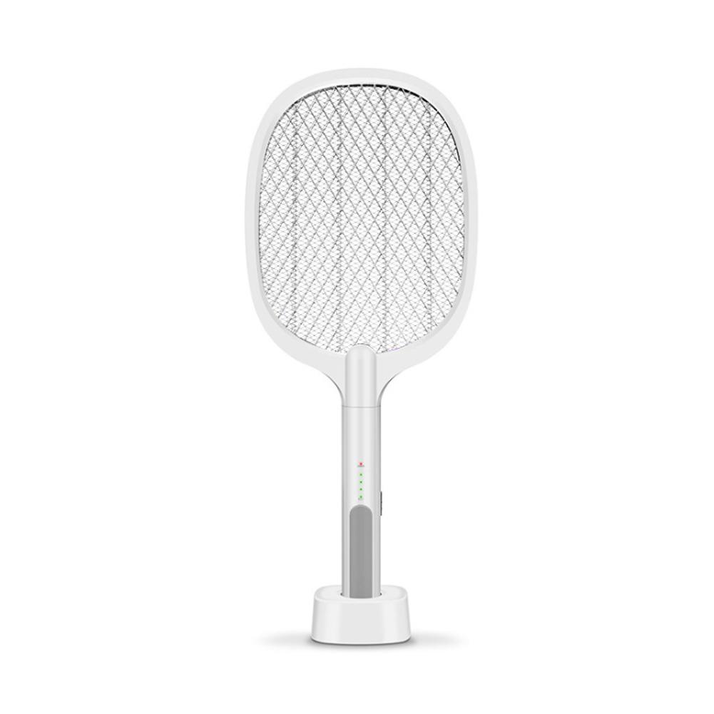Hjemme elektrisk fluesmækker usb genopladelig fluesmækker stor myggemorder bug zapper ketcher til indendørs udendørs: Grøn
