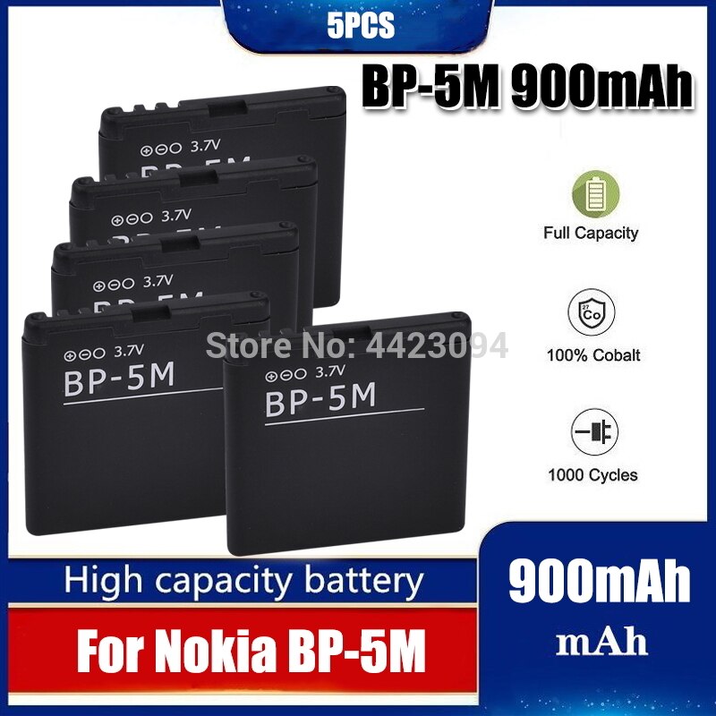 BP-5M BP 5M BP5M Batterie Für Nokia 5700 5610 5611 5710 5611XM 5700XM 5710 XM 6110 6200c 6220C 6220 6500S 7379 7390 8600: 5Stck