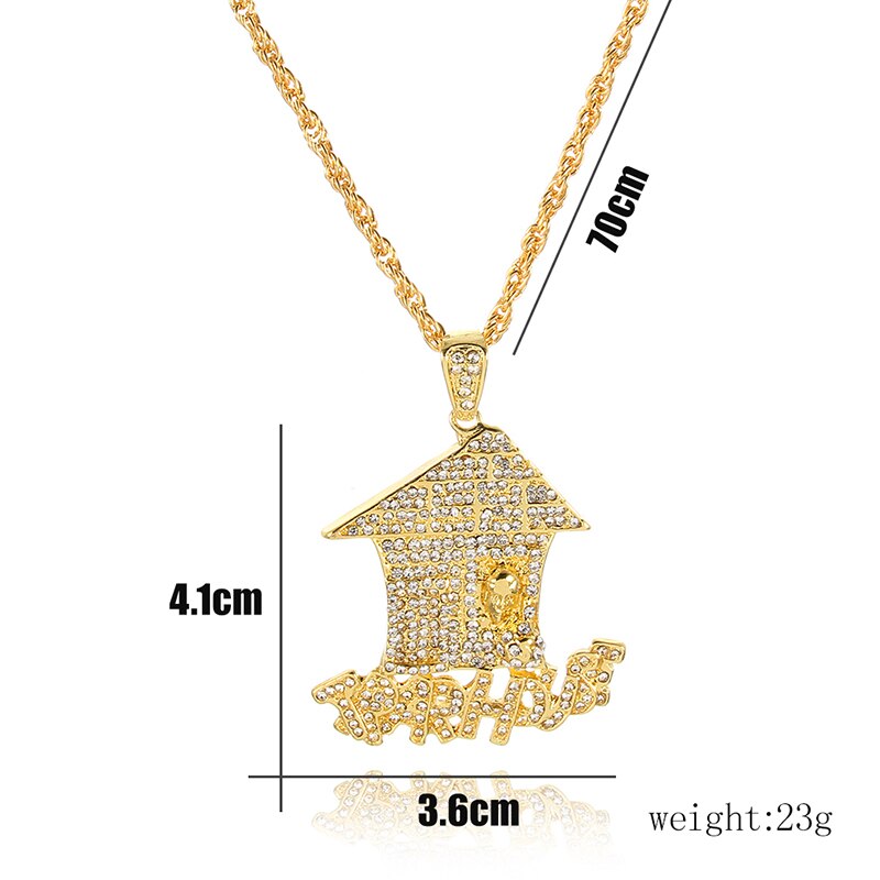 Gold Dollar Zeichen bilden Legierung Kristall Anhänger Halskette Hüfte hüpfen Schmuck Für Männer Jungen Geburtstag Party Hochzeit Männlichen Zubehör: Gold Haus