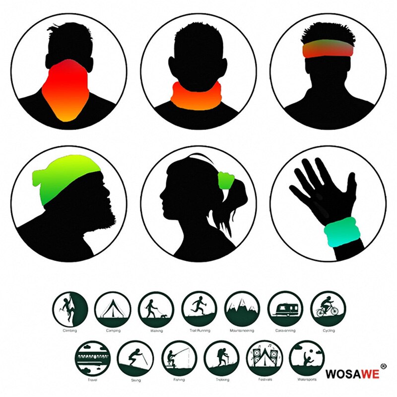 Wosawe Reflecterende Bandana Motorcycle Ski Maskers Gezicht Shield Balaclava Neck Tube Outdoors Fietsen Magic Bandana Sport Sjaal