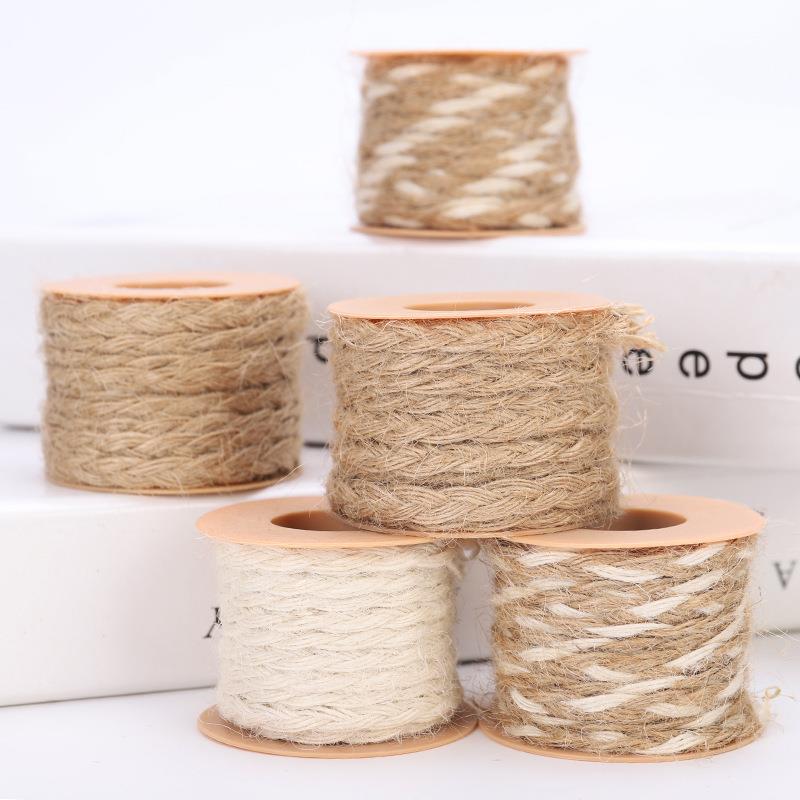 Hilo de Yute Natural de 5M, cuerda de arpillera de cáñamo, hilo para envolver de boda, bricolaje, decoración artesanal de floristería para Scrapbooking